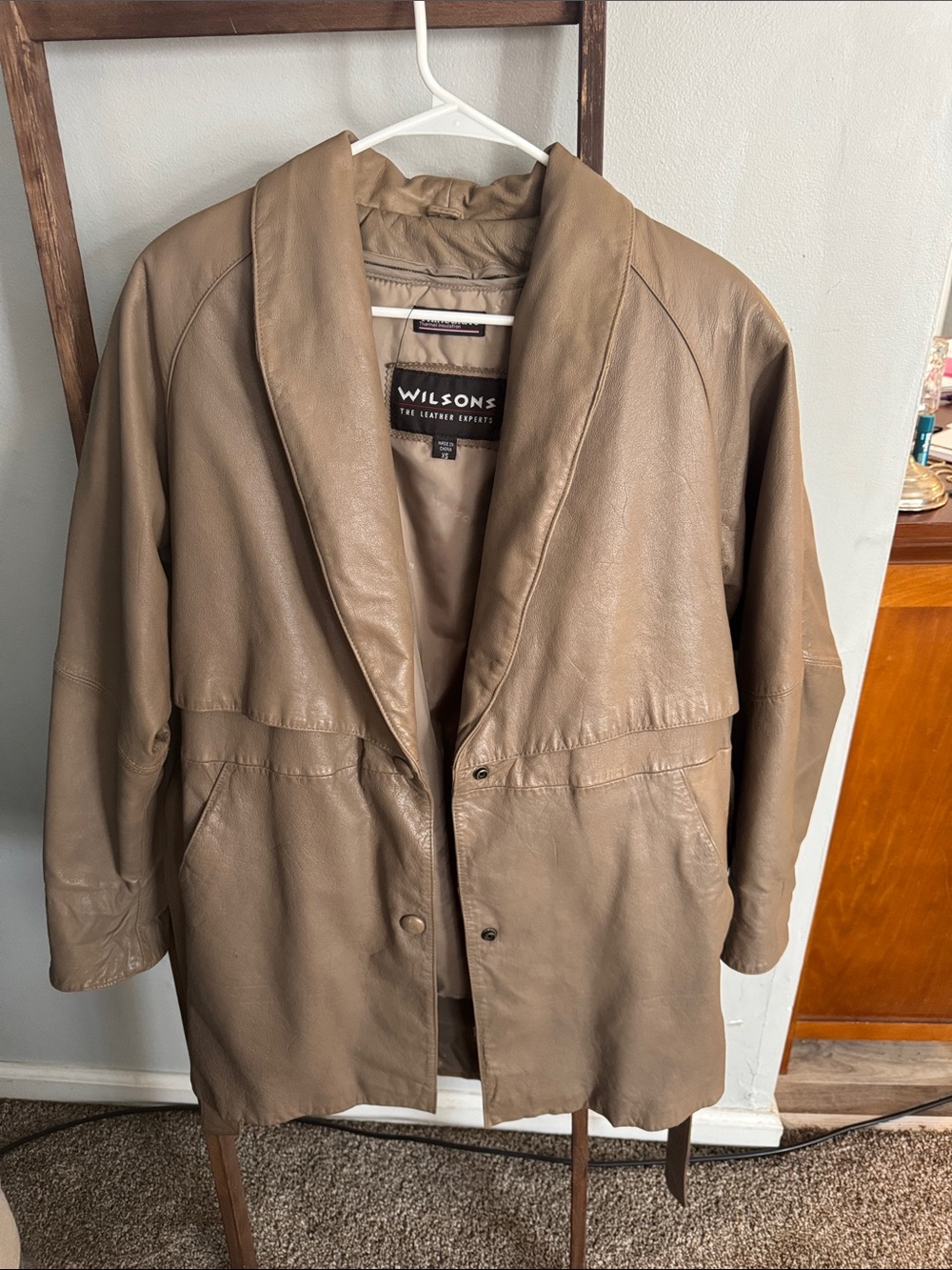 Wilson woman's Taupe Leather Trench Coat